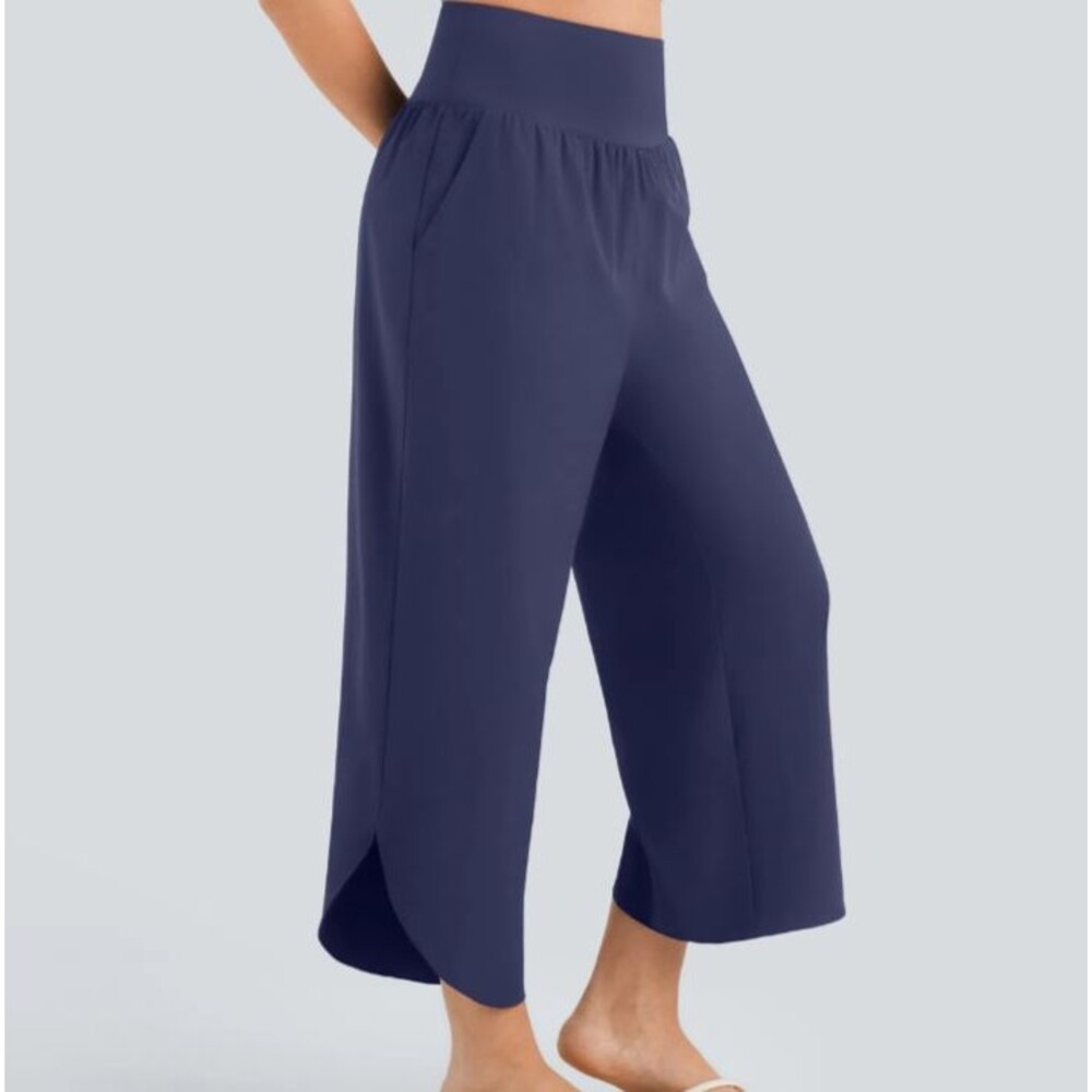 Halara Breezeful High Waisted Side Pocket Quick Dry Cropped Pants Navy Size XL